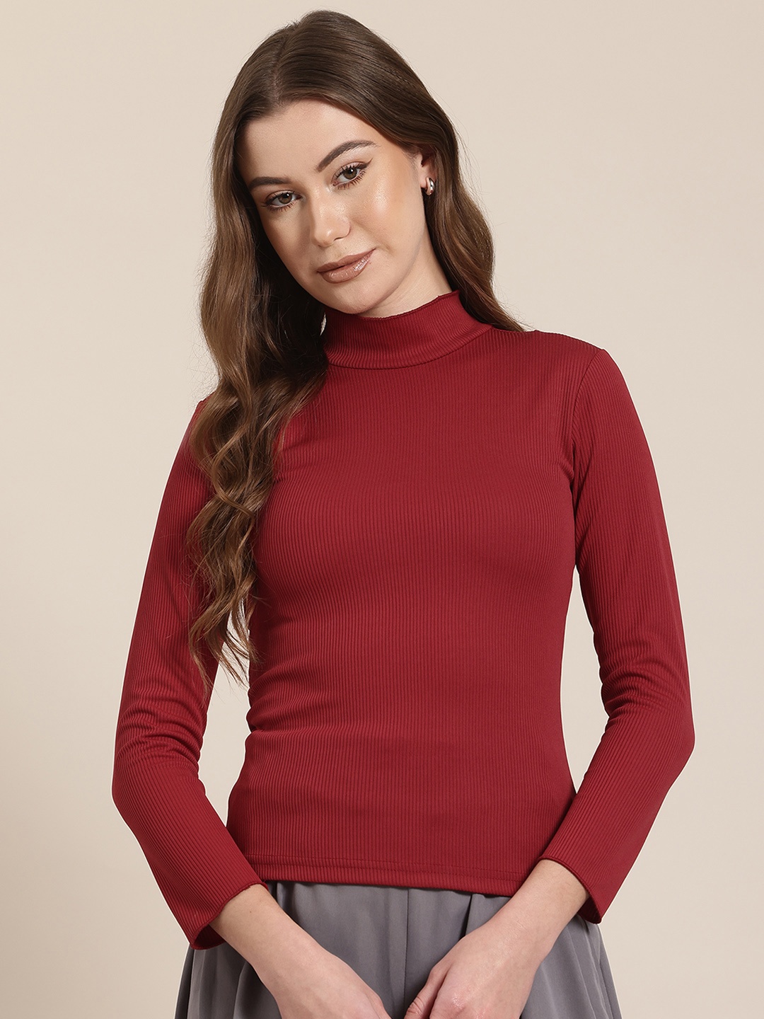 

HERE&NOW Ribbed Top, Maroon