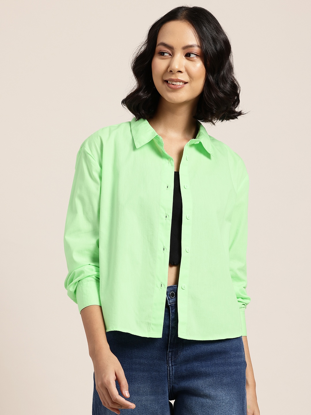 

HERE&NOW Opaque Casual Shirt, Green