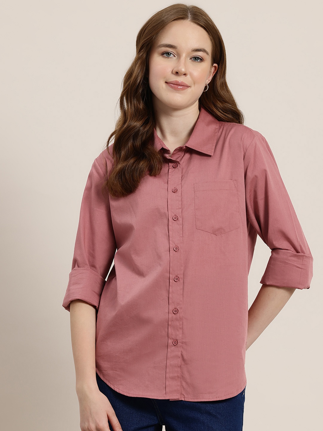 

HERE&NOW Women Opaque Semiformal Shirt, Pink