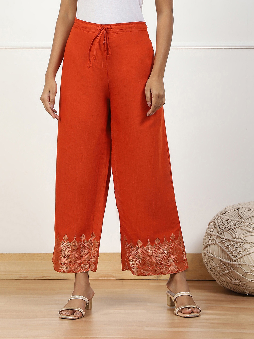 

Biba Women Knitted Palazzos, Orange