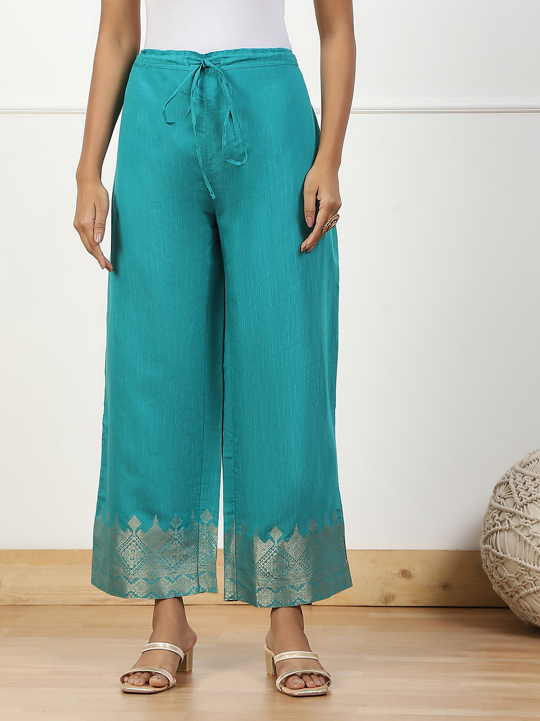 

Biba Women Knitted Palazzos, Blue