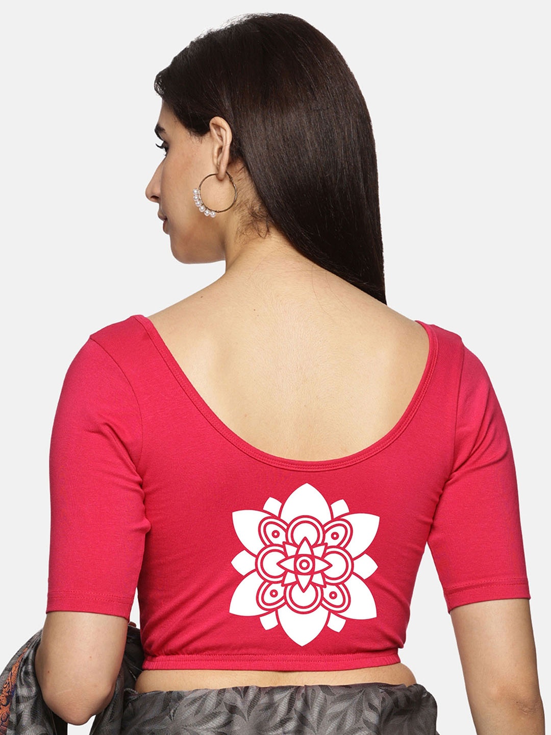 

NOT YET by us Women Printed Non-Padded Stretchable Saree Blouse, Pink