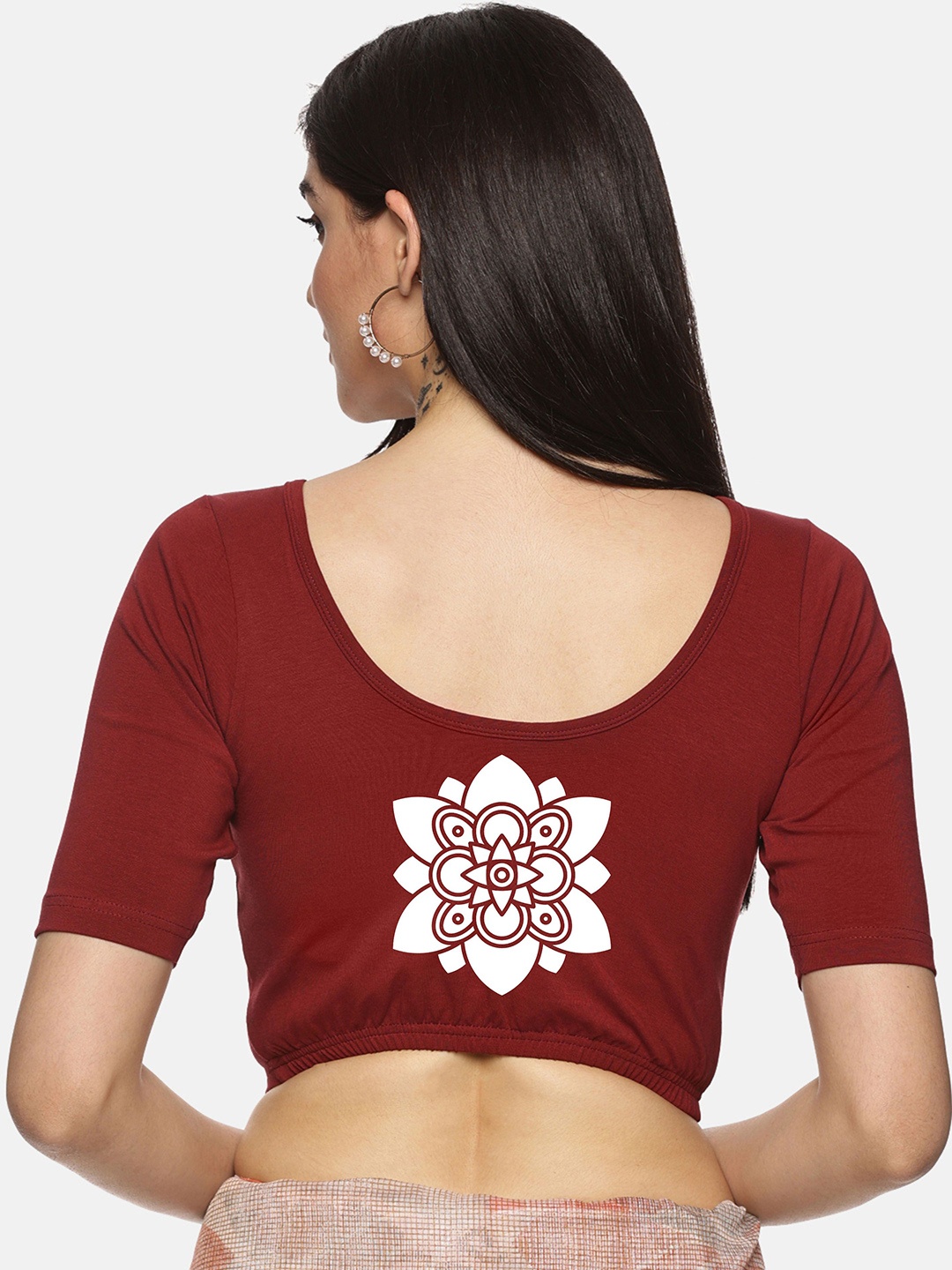 

NOT YET by us Printed Non-Padded Stretchable Saree Blouse, Maroon