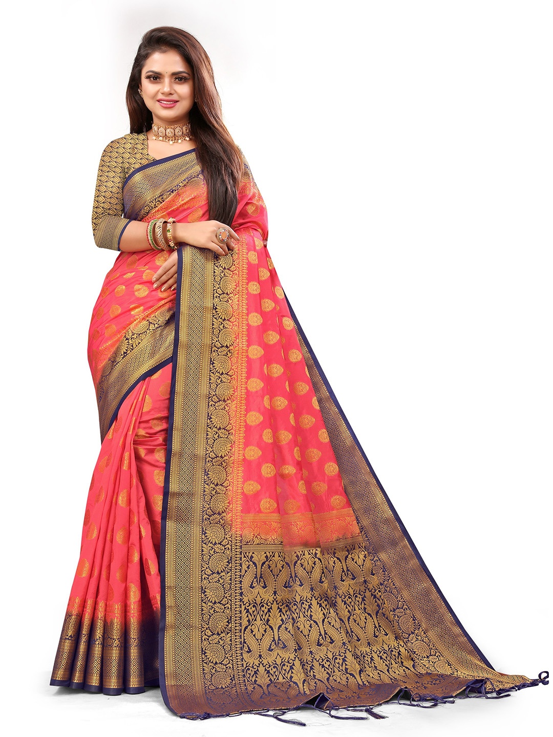 

ANISSA SAREE Woven Design Zari Designer Paithani Saree, Pink