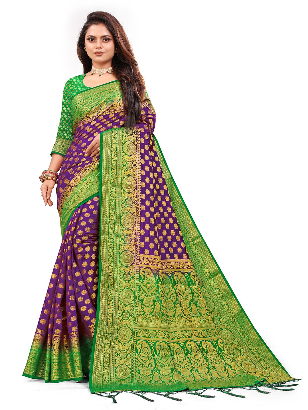 

ANISSA SAREE Woven Design Zari Paithani Saree, Violet