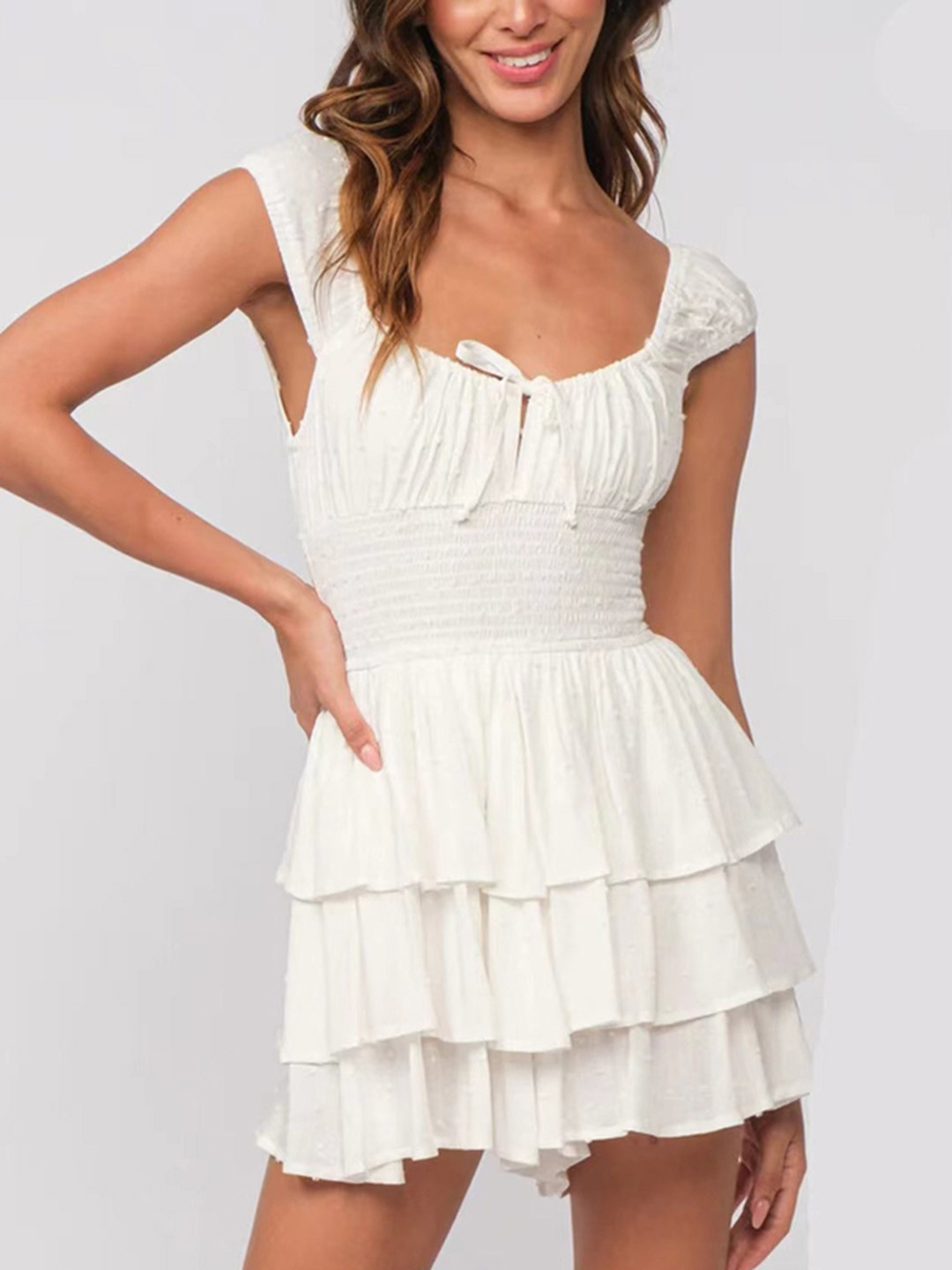 

LULU & SKY Women White Swiss Dot Skater Dress