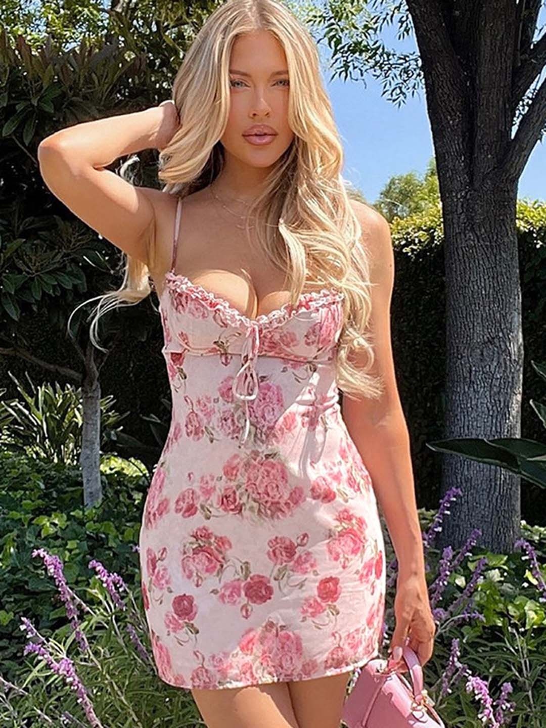 

LULU & SKY Women Shoulder Straps Bodycon Dress, Pink