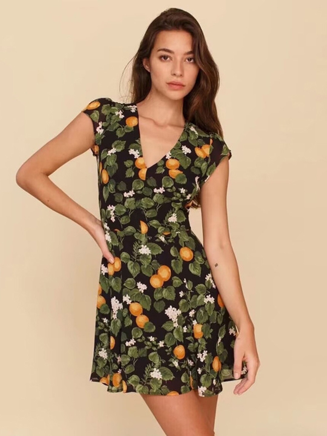 

LULU & SKY Women Floral Printed Mini A-Line Dress, Green