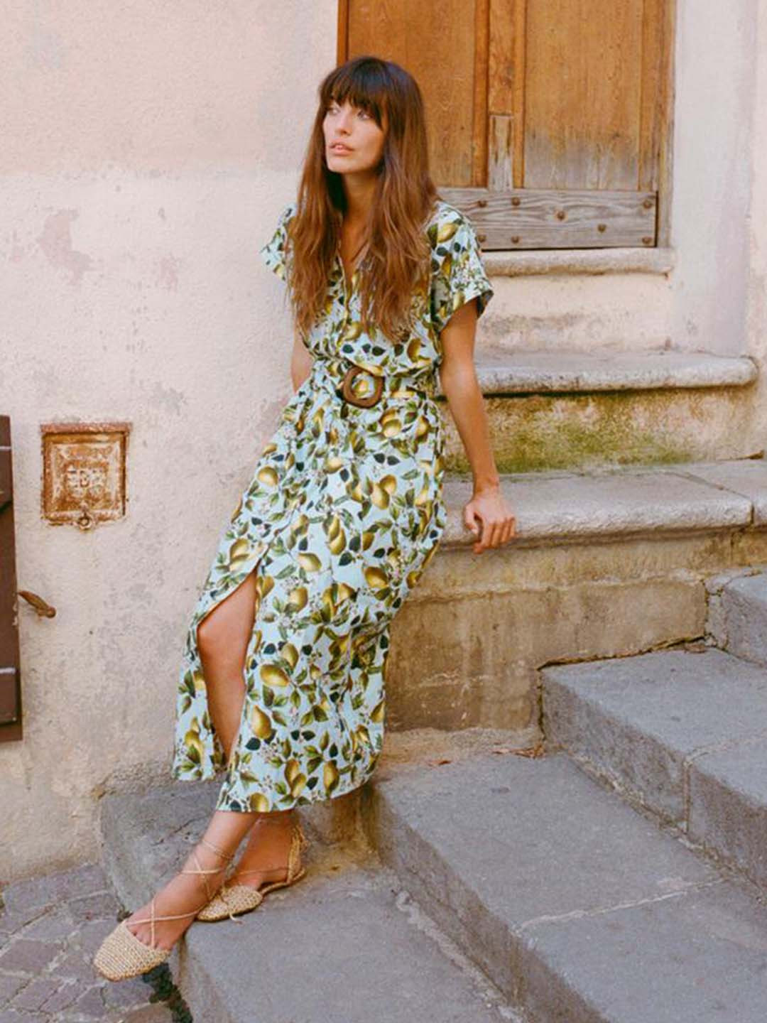 

LULU & SKY Printed Polo Collar Belted-waist Dress, Multi