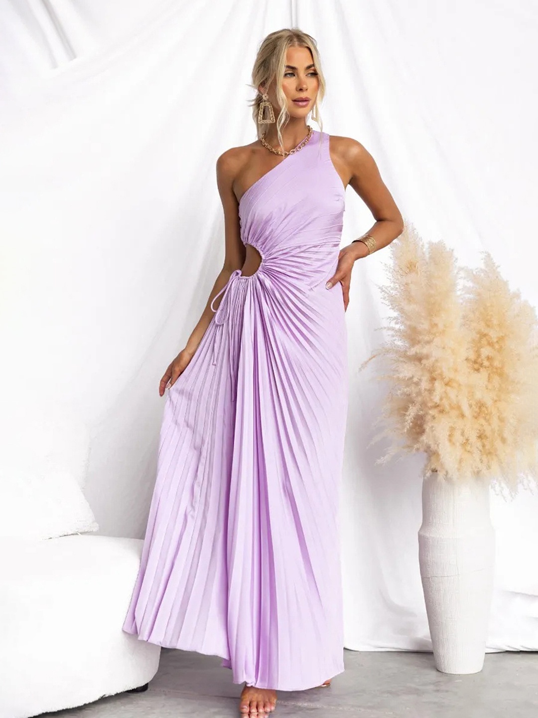 

LULU & SKY One-shoulder Pleated Dress, Lavender