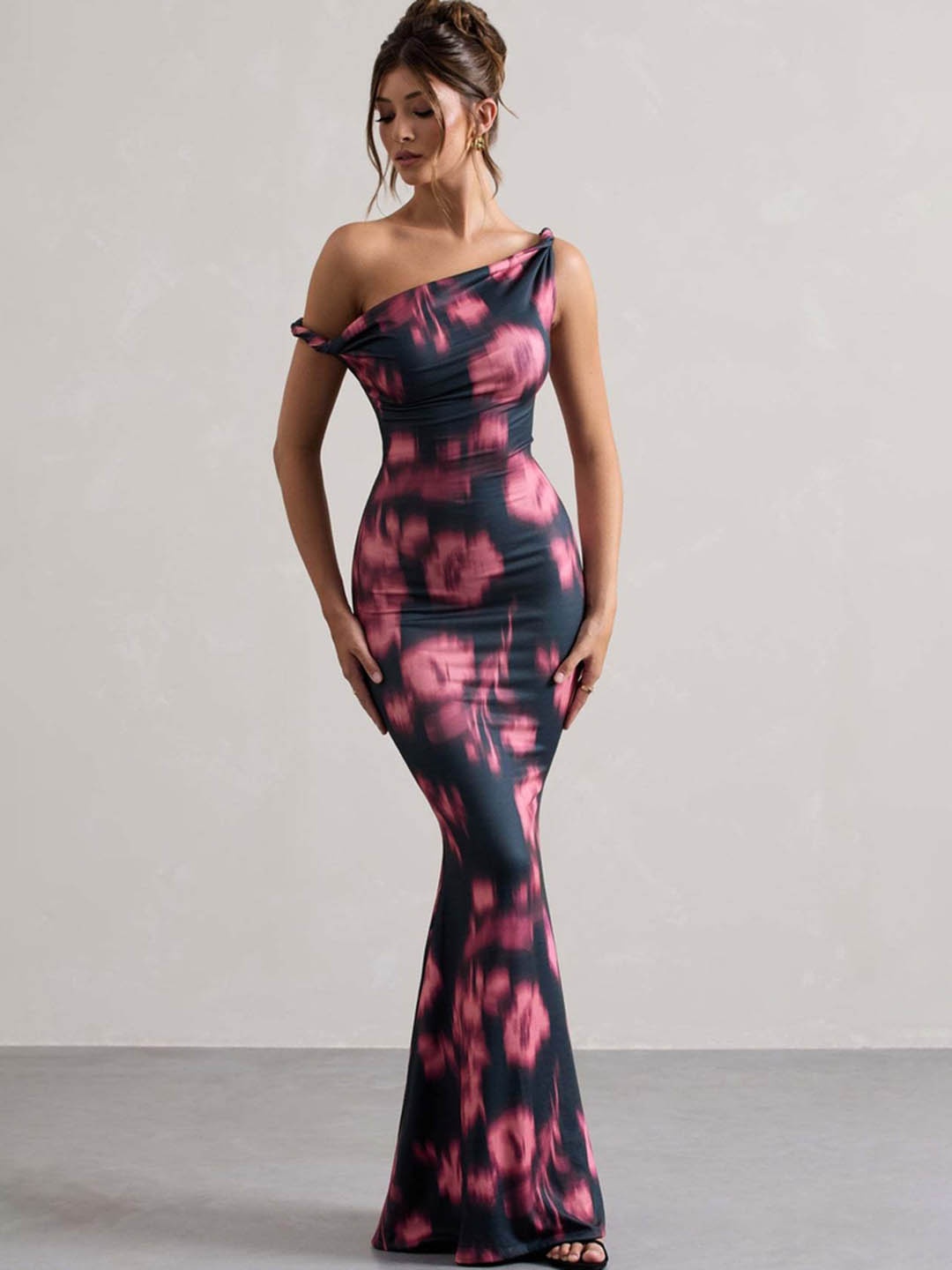 

LULU & SKY Abstract Printed Sleeveless Maxi Dress, Navy blue
