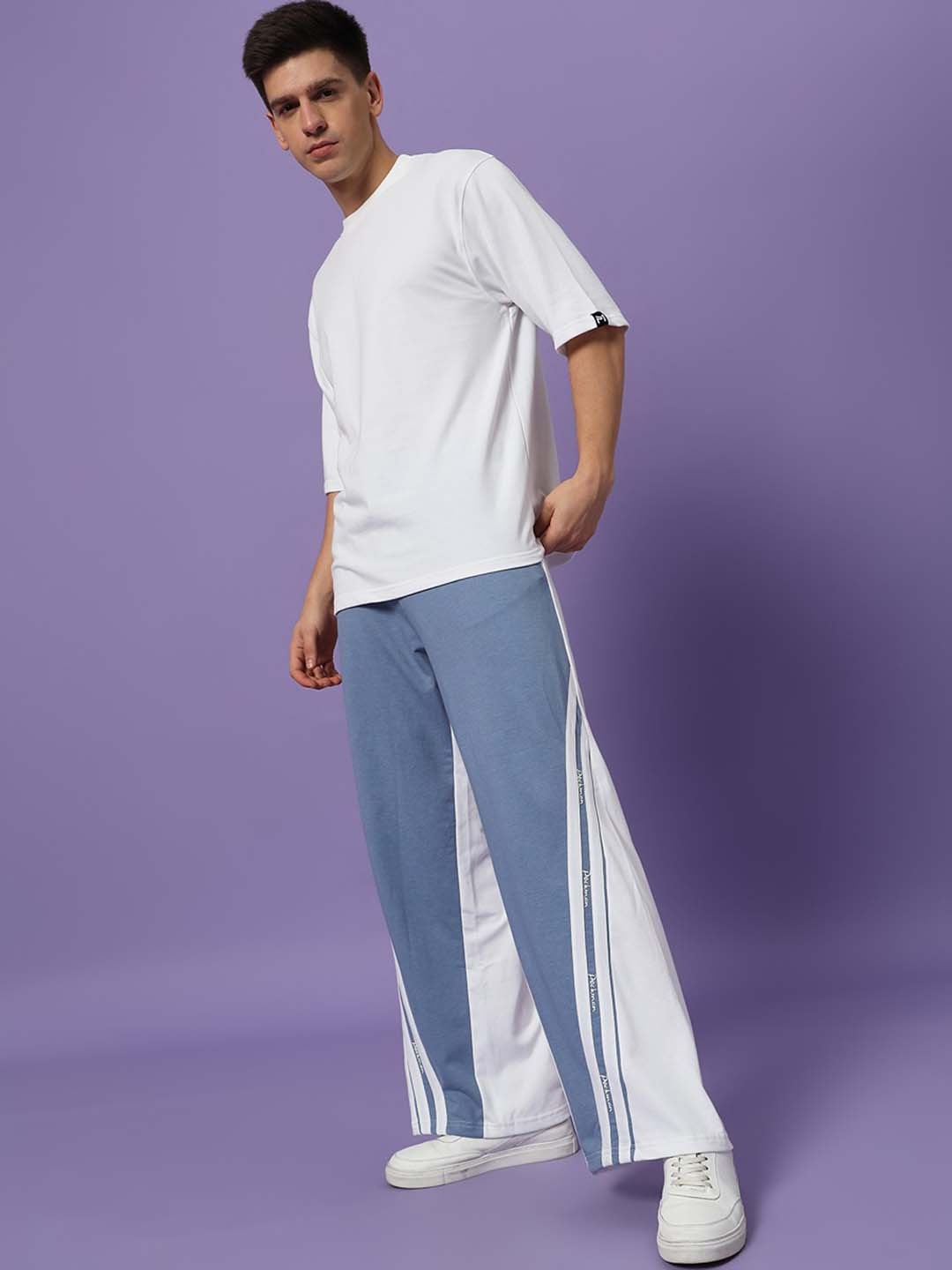 

PockMAN Men Pure Cotton Short Sleeve T-Shirt & Trouser Co-ords, Blue