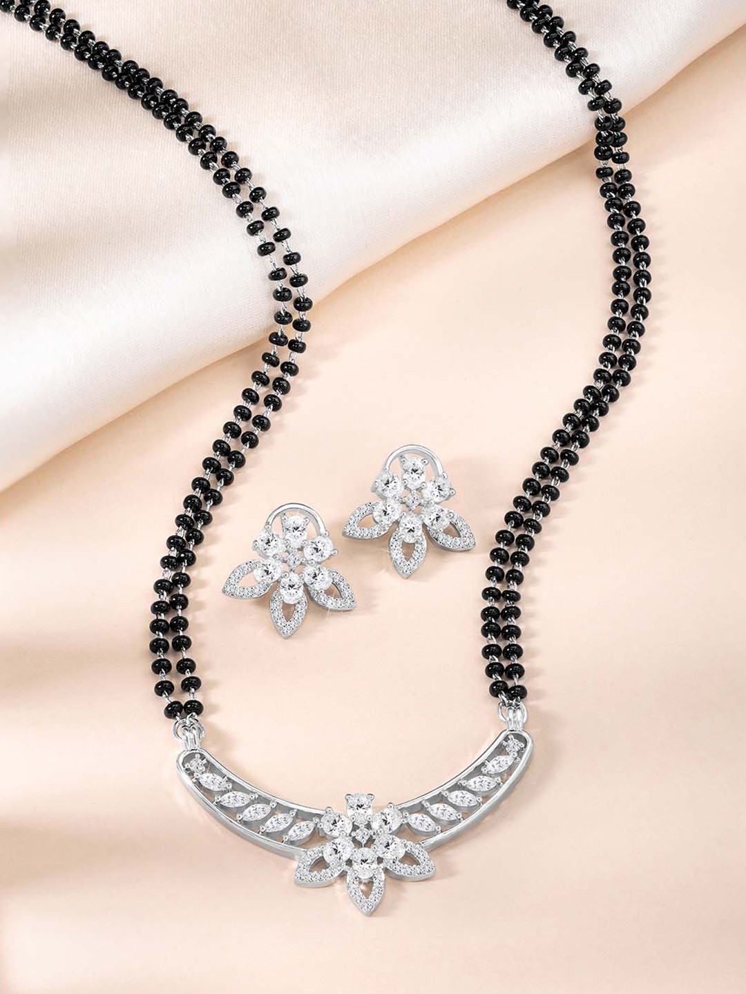 

Peora Silver-Plated Cubic Zirconia Studded Mangalsutra