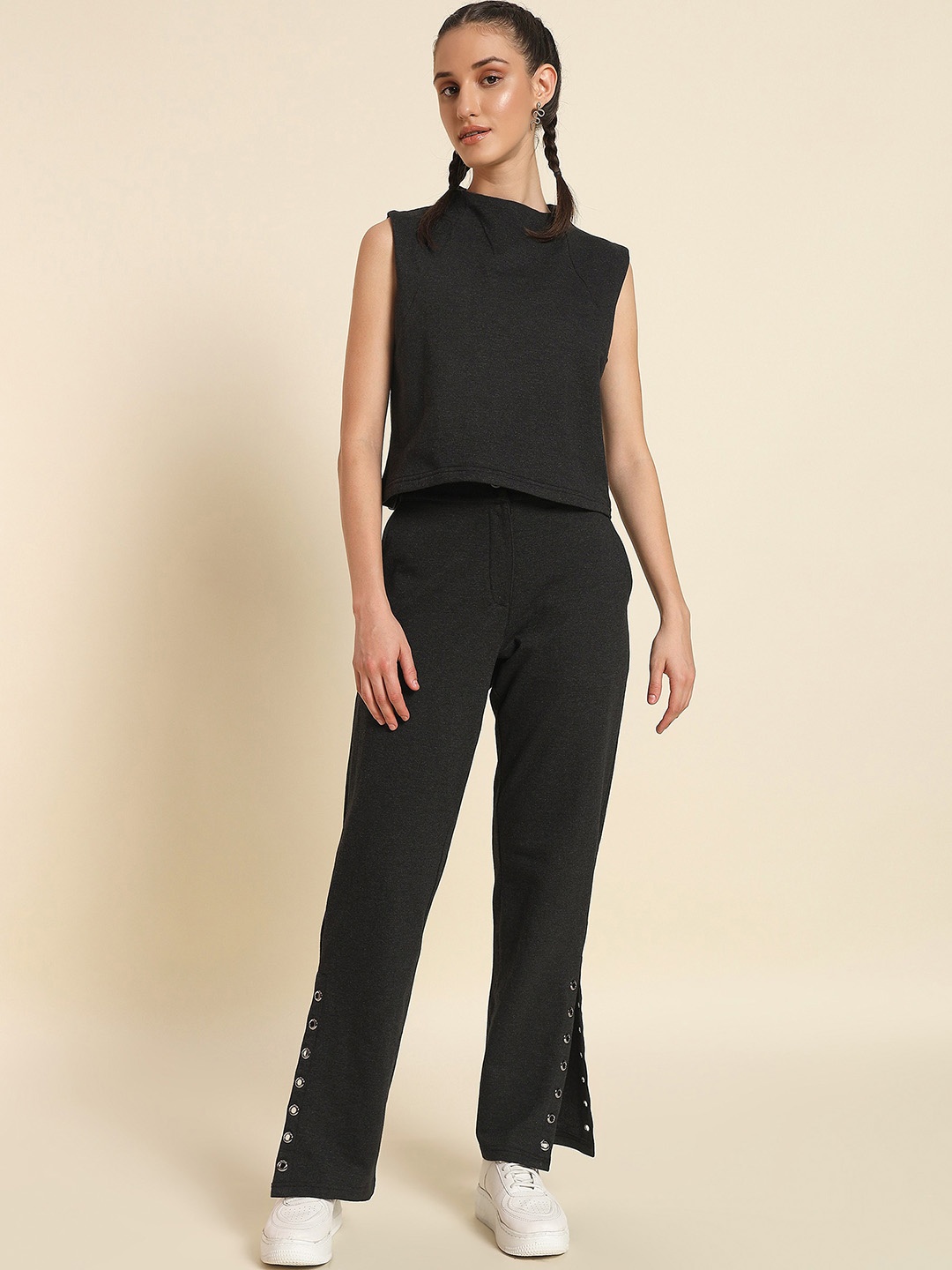 

PockMAN Women Top and Trousers Co-ord Set, Charcoal