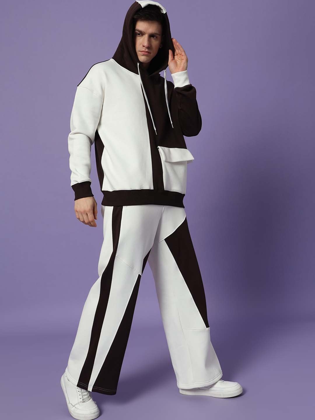 PockMAN Pure Cotton Sweatshirt With Trousers Co-ords, White
