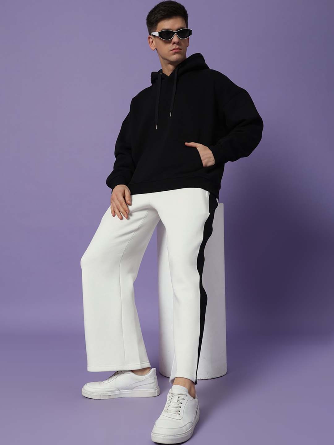 

PockMAN Men Pure Cotton Sweatshirt & Trousers Co-ords, Black