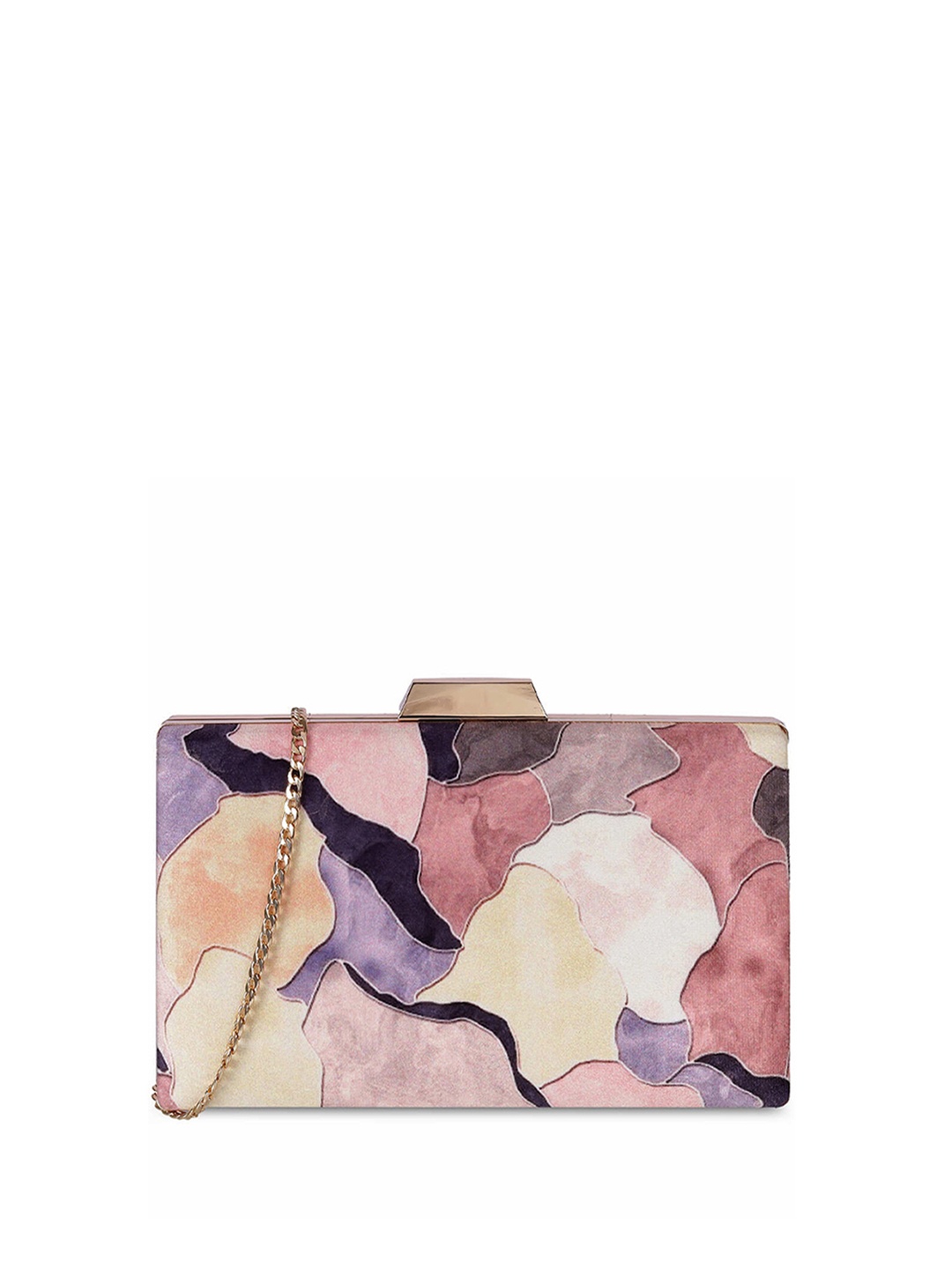 

Mochi Printed Box Clutch, Peach