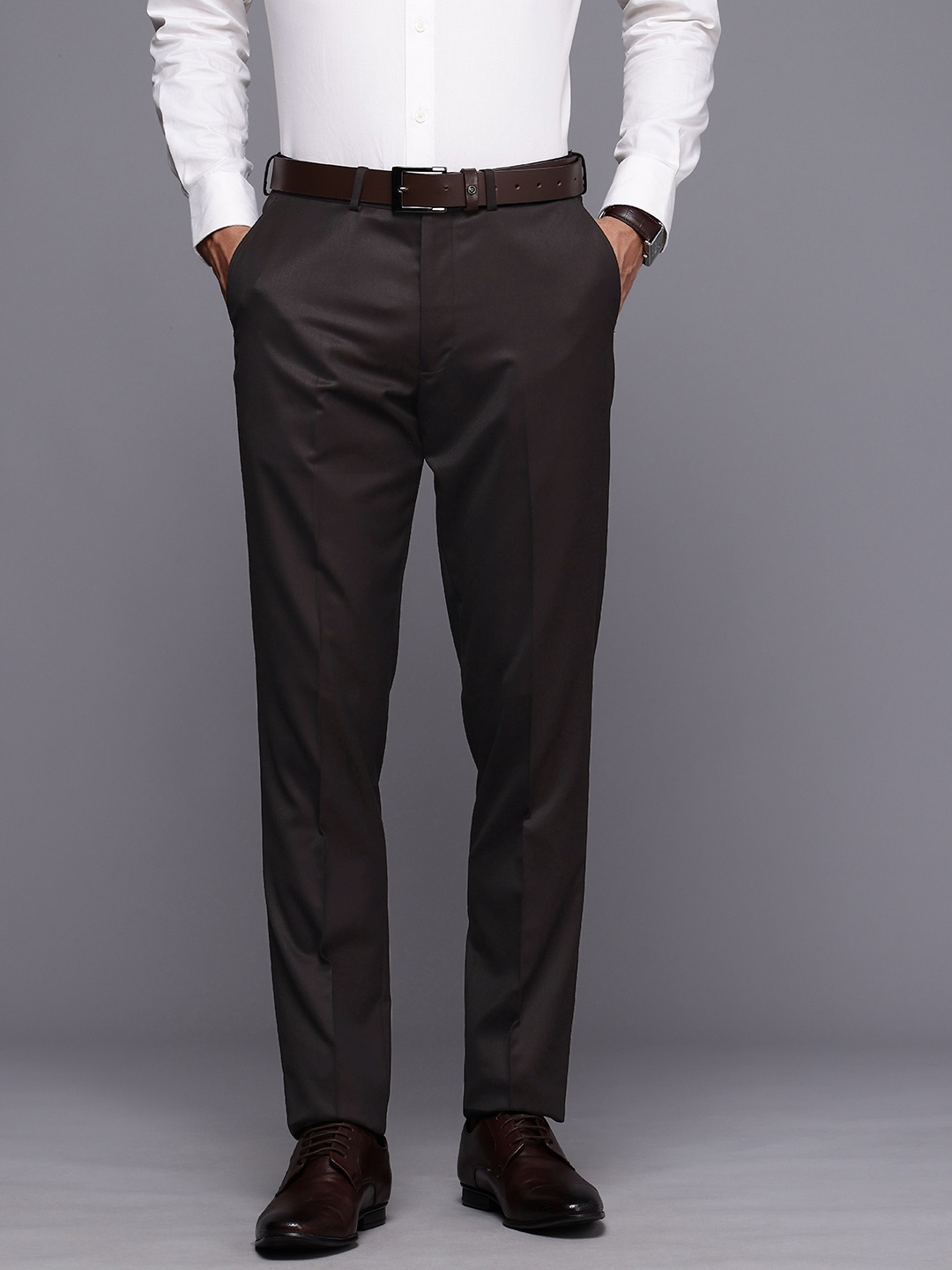 

Theme Men Smart Slim Fit Trousers, Black