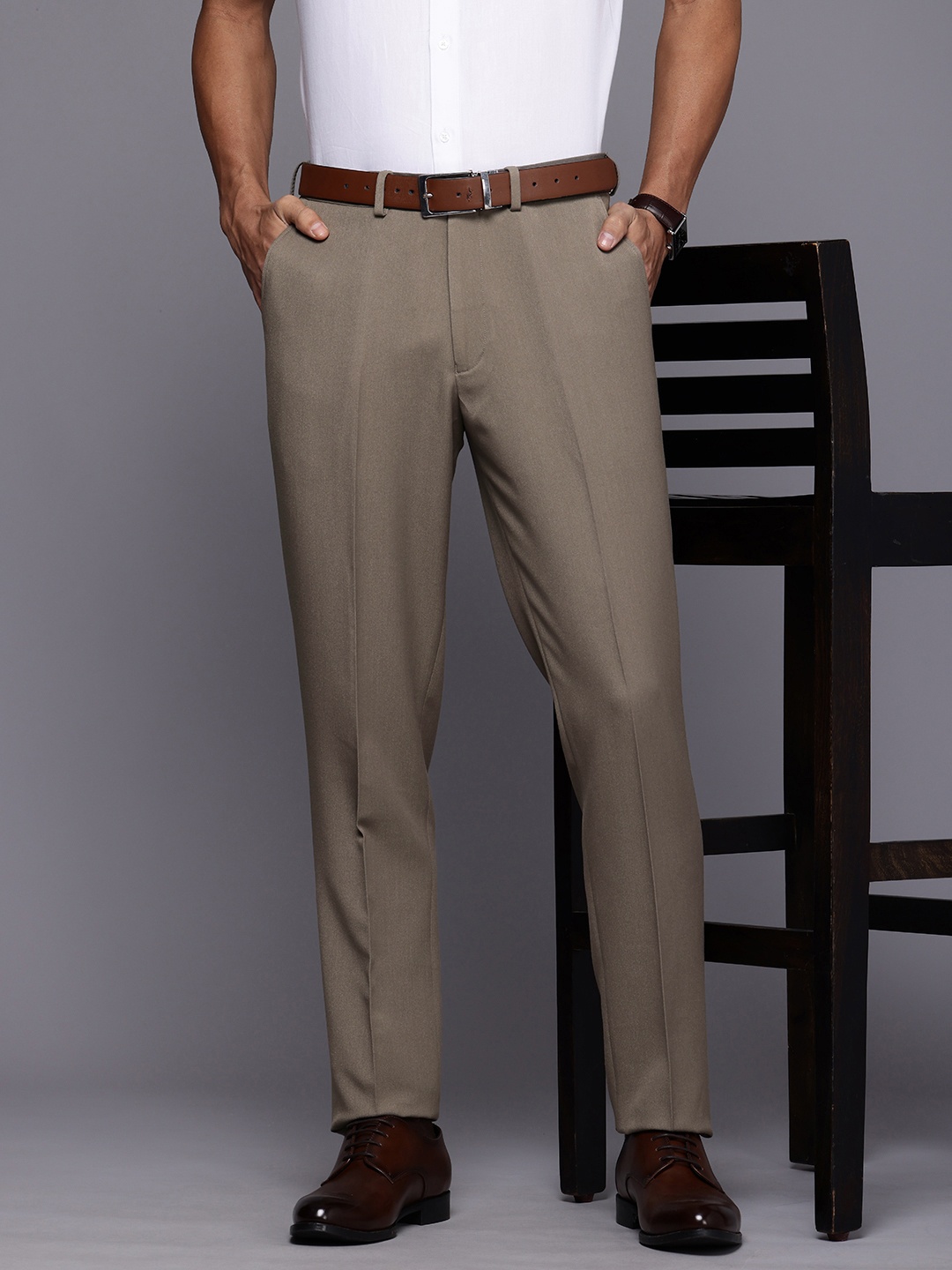 

Theme Men Smart Slim Fit Trousers, Olive