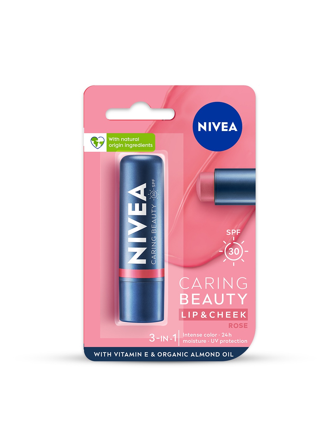 

Nivea Caring Beauty SPF 30 Lip & Cheek Tint Balm with Shea Butter & Almond Oil - Rose