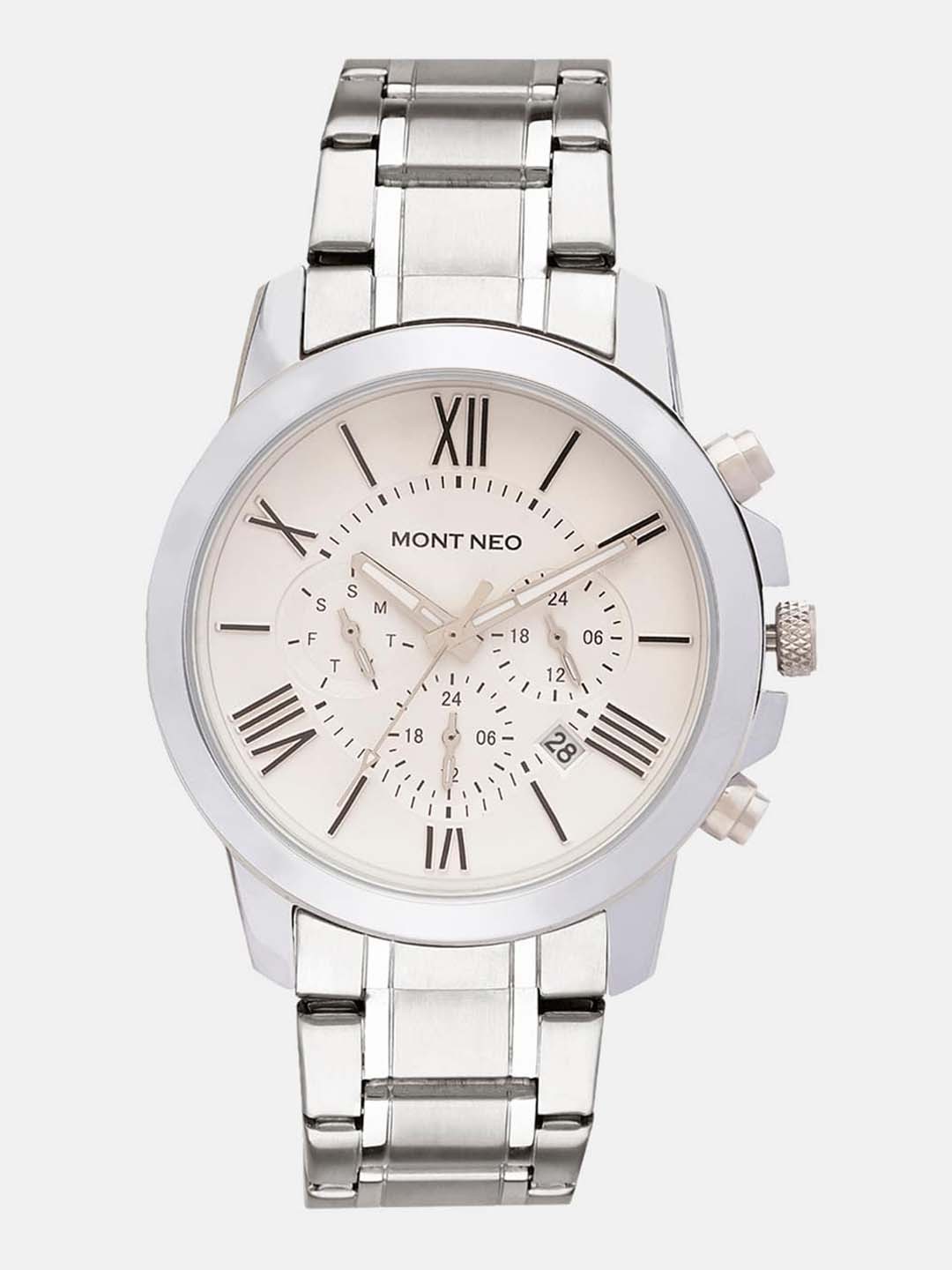 

MONT NEO Men Round Dial & Straps Watch-8015C-M1103, Silver