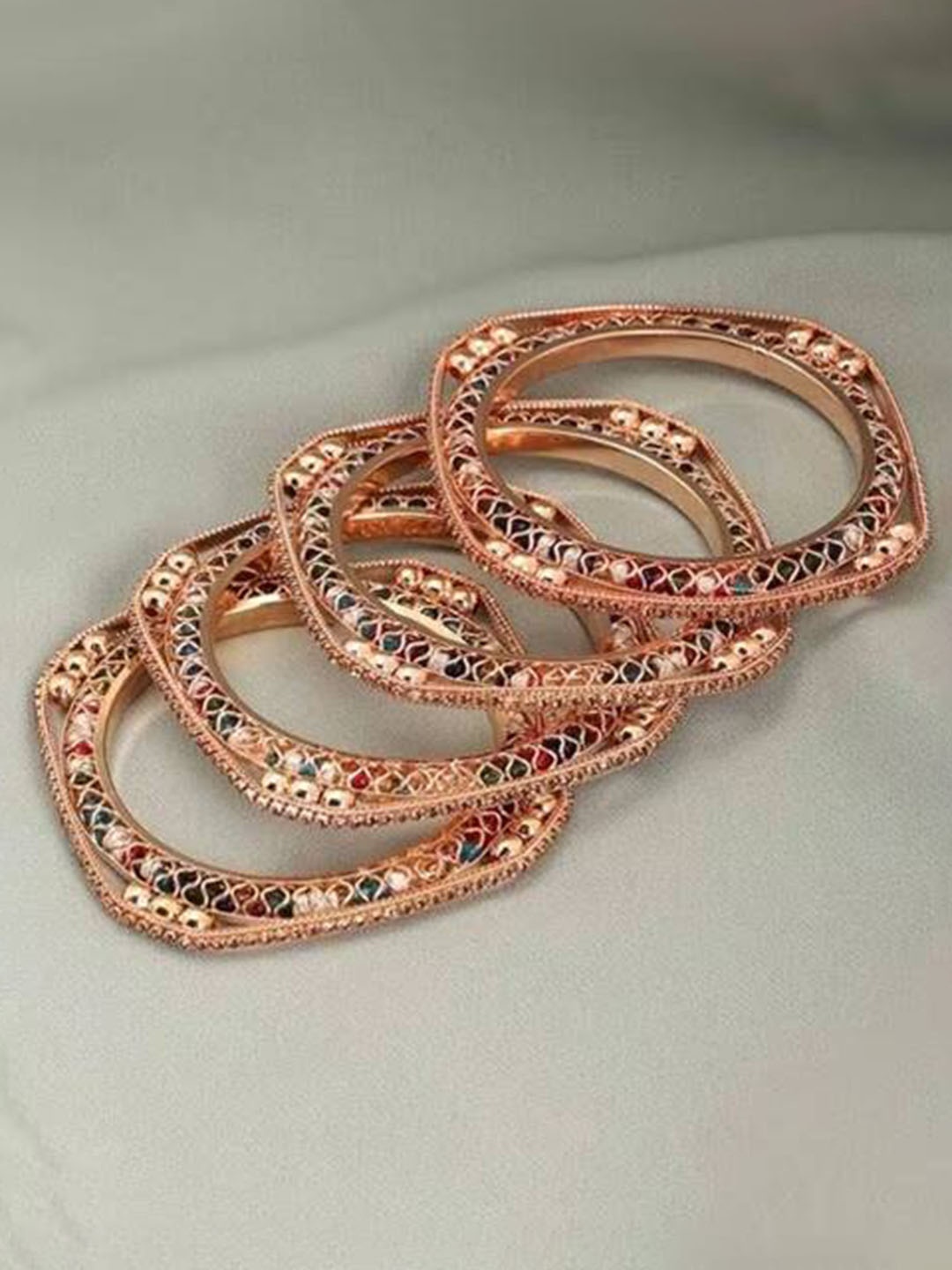 

The Pari Set Of 4 Gold-Plated Stone Studded Bangles