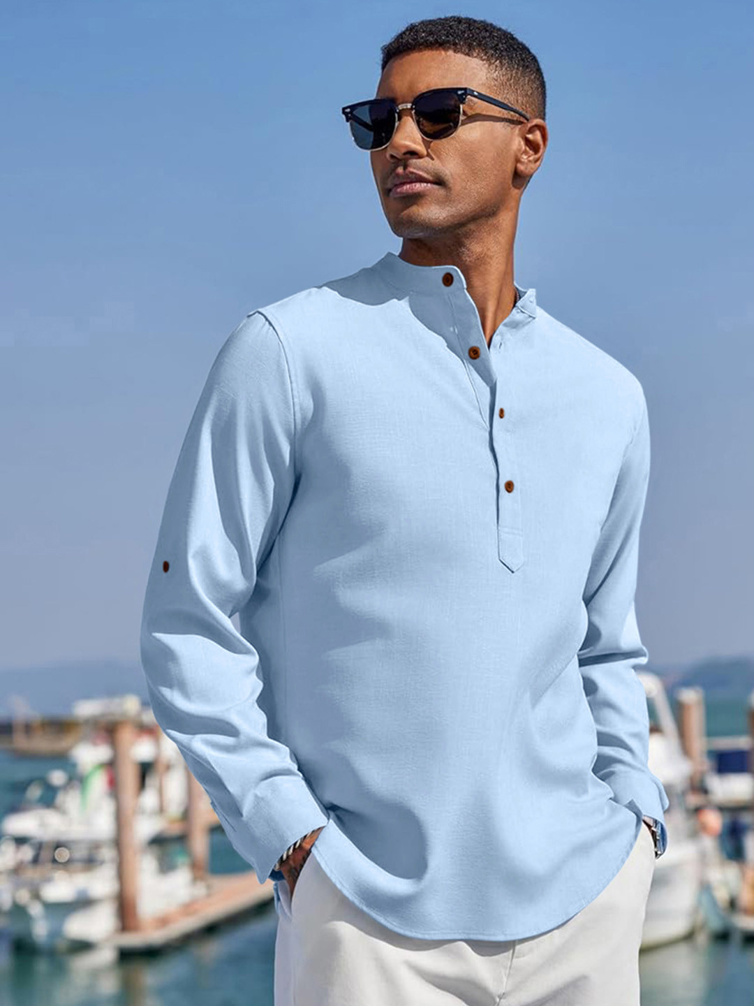 

Zombom Men Kurta, Turquoise blue