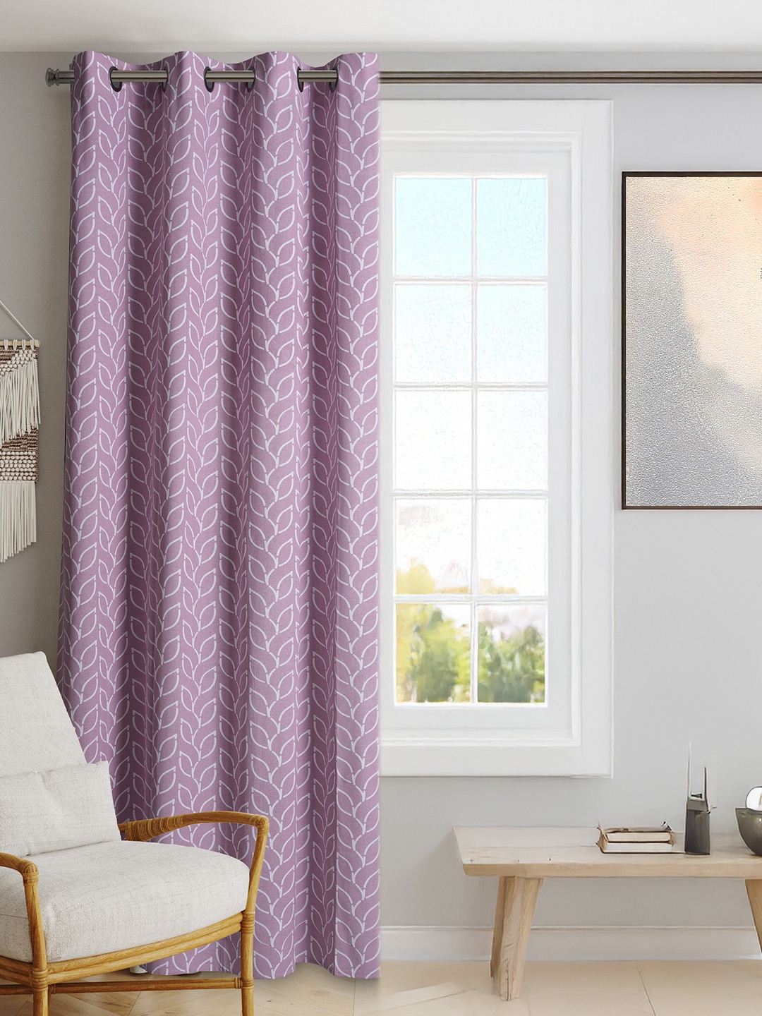 

BLANC9 Lavender & White Floral Printed Door Curtain