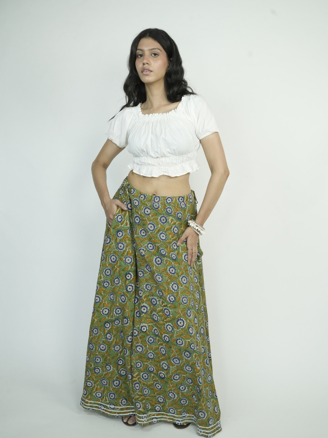

SILAYIBAZI Printed Straight Maxi Skirt, Green