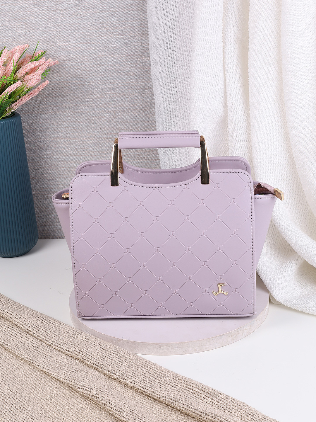

Mochi Women Structured Satchel with Quilted, Purple