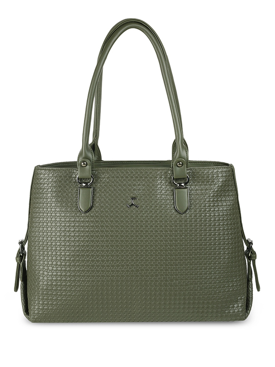 

Mochi Textured Structured Shoulder Bag with Cut Work, Green