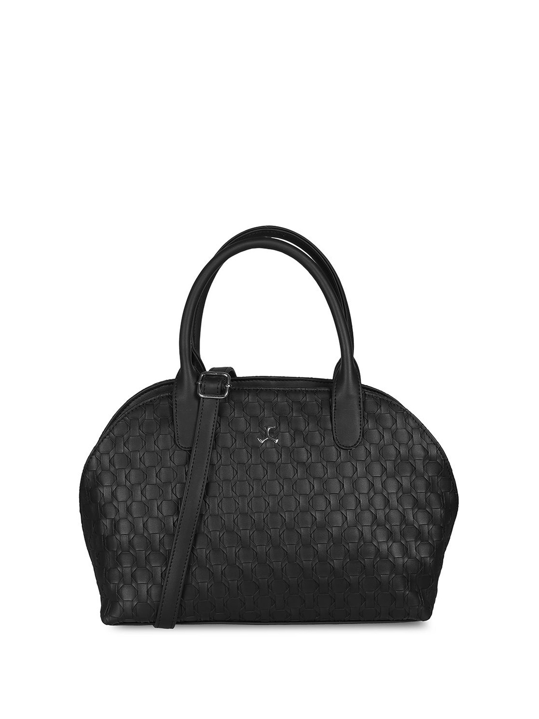 

Mochi Women Textured Half Moon Satchel, Black