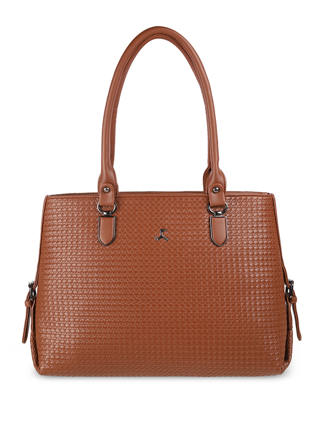 

Mochi Textured Oversized Structured Shoulder Bag with Tasselled, Tan