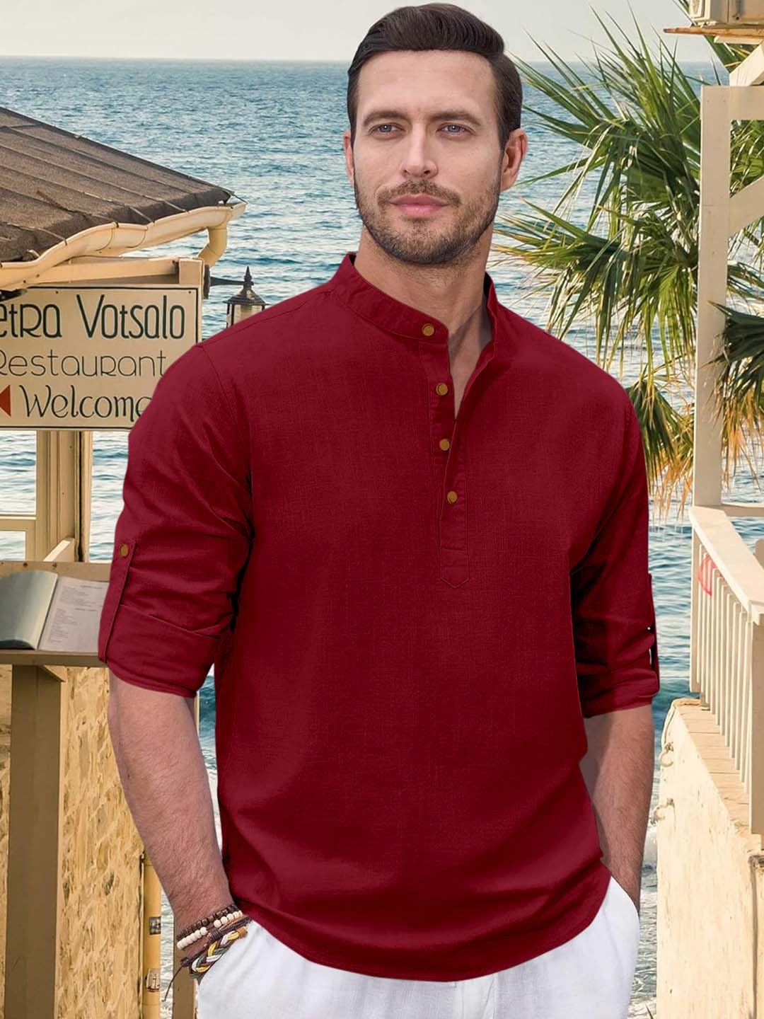 

Zombom Men Kurta, Maroon