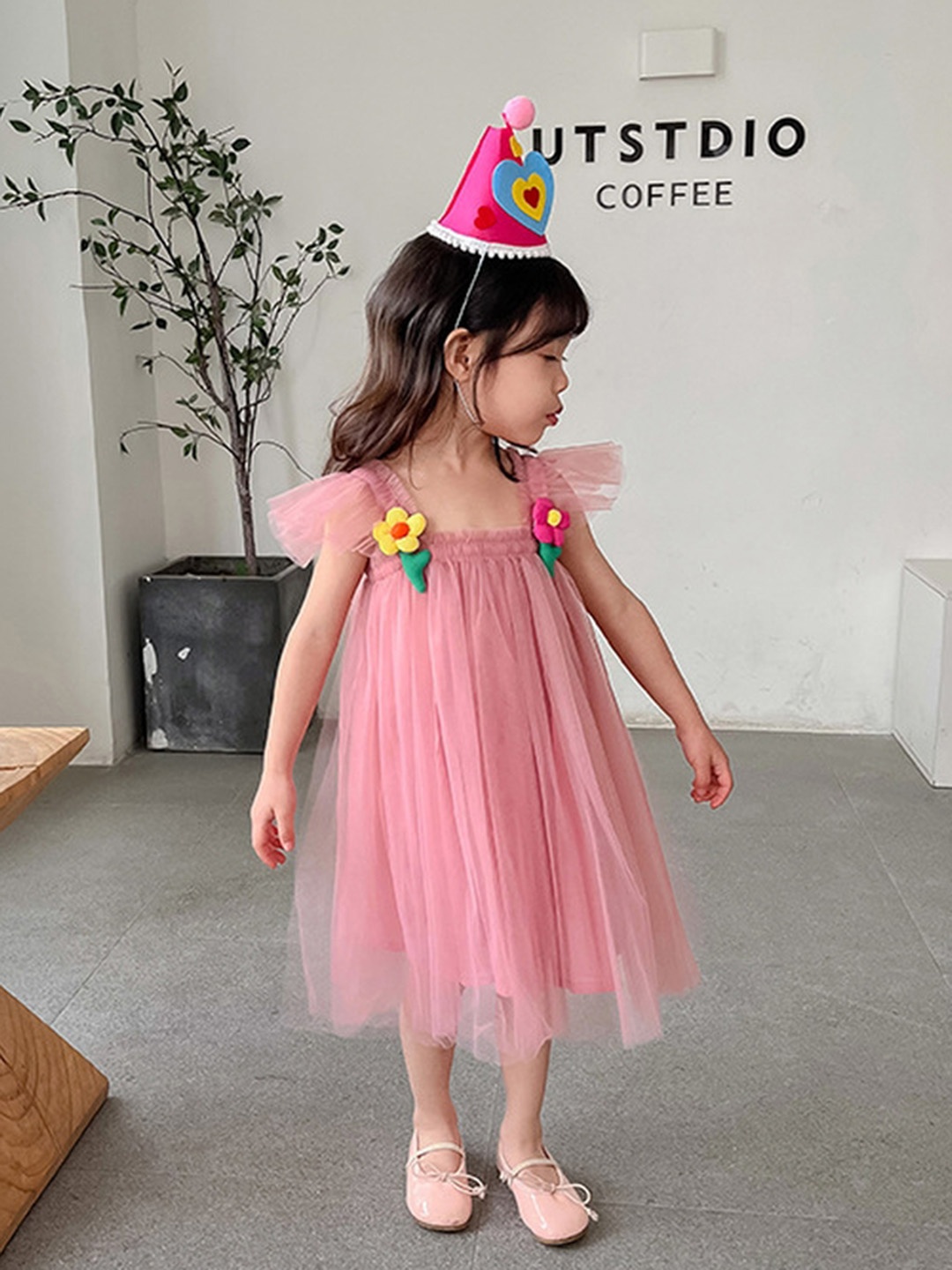 

LULU & SKY Girls A-Line Round Neck Dress, Pink