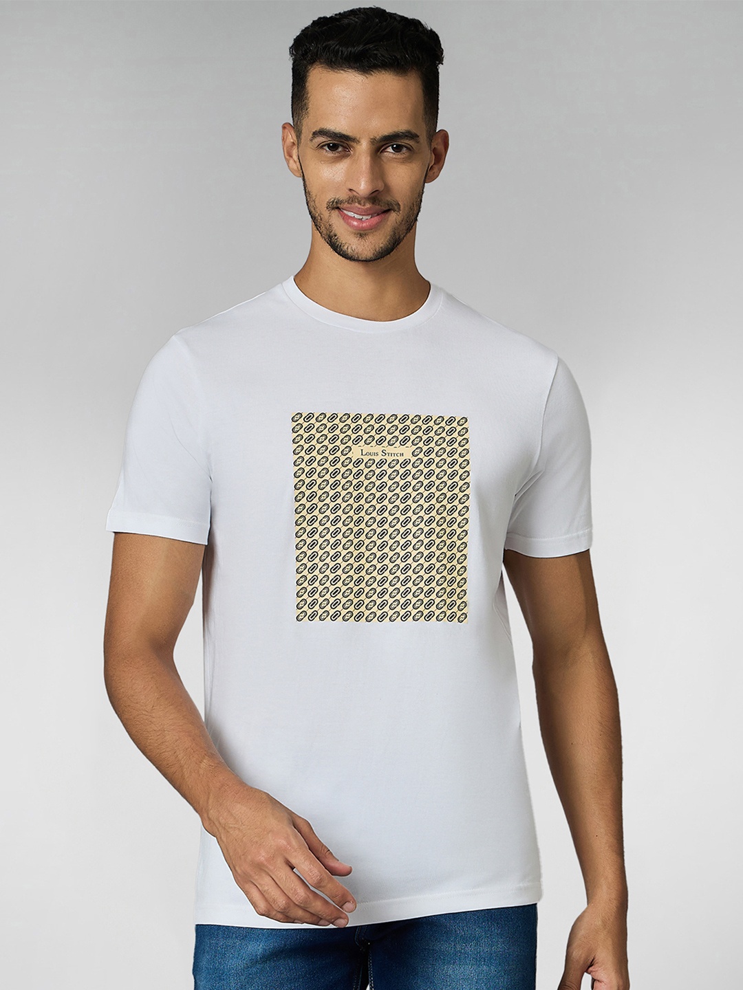 

Men Super Combed Cotton White Regular Fit Round Neck T-Shirt