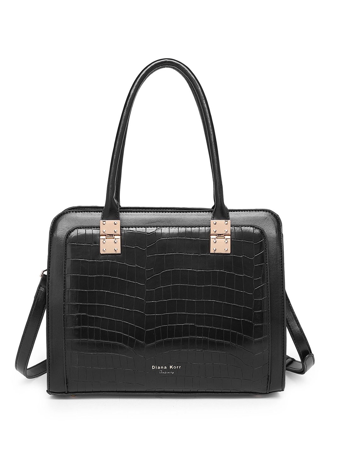 

Diana Korr Textured PU Swagger Handheld Bag, Black