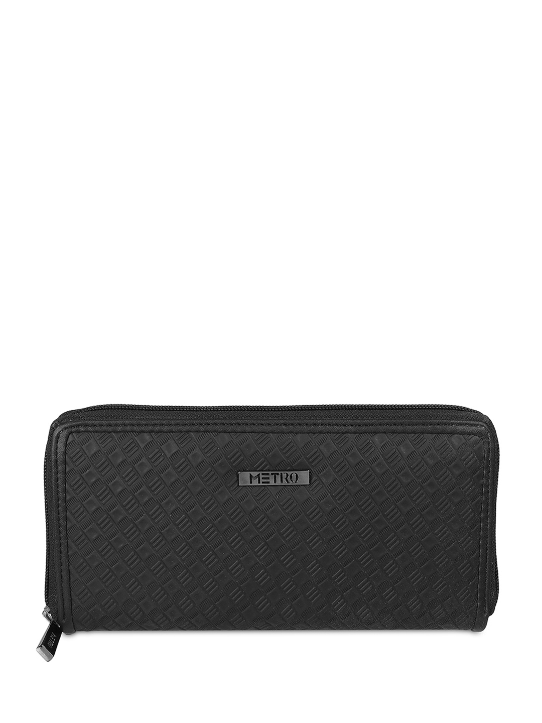 

Metro Women Textured Zip Around Wallet, Black