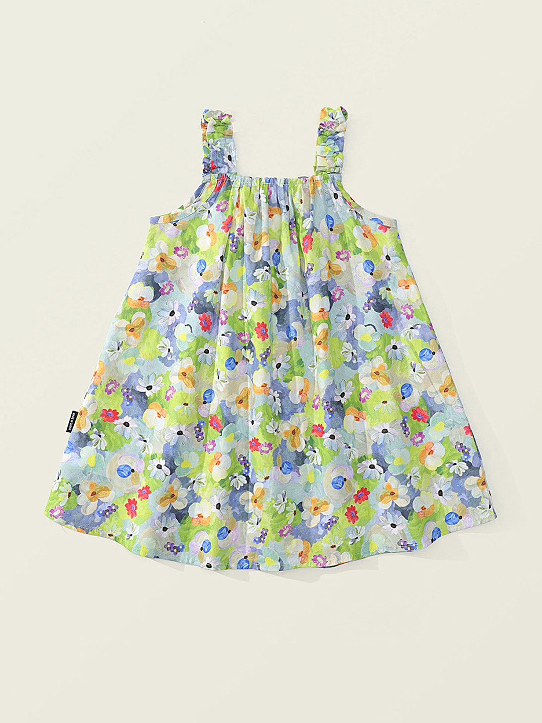 

LULU & SKY Girls Floral Printed A-Line Dress, Green