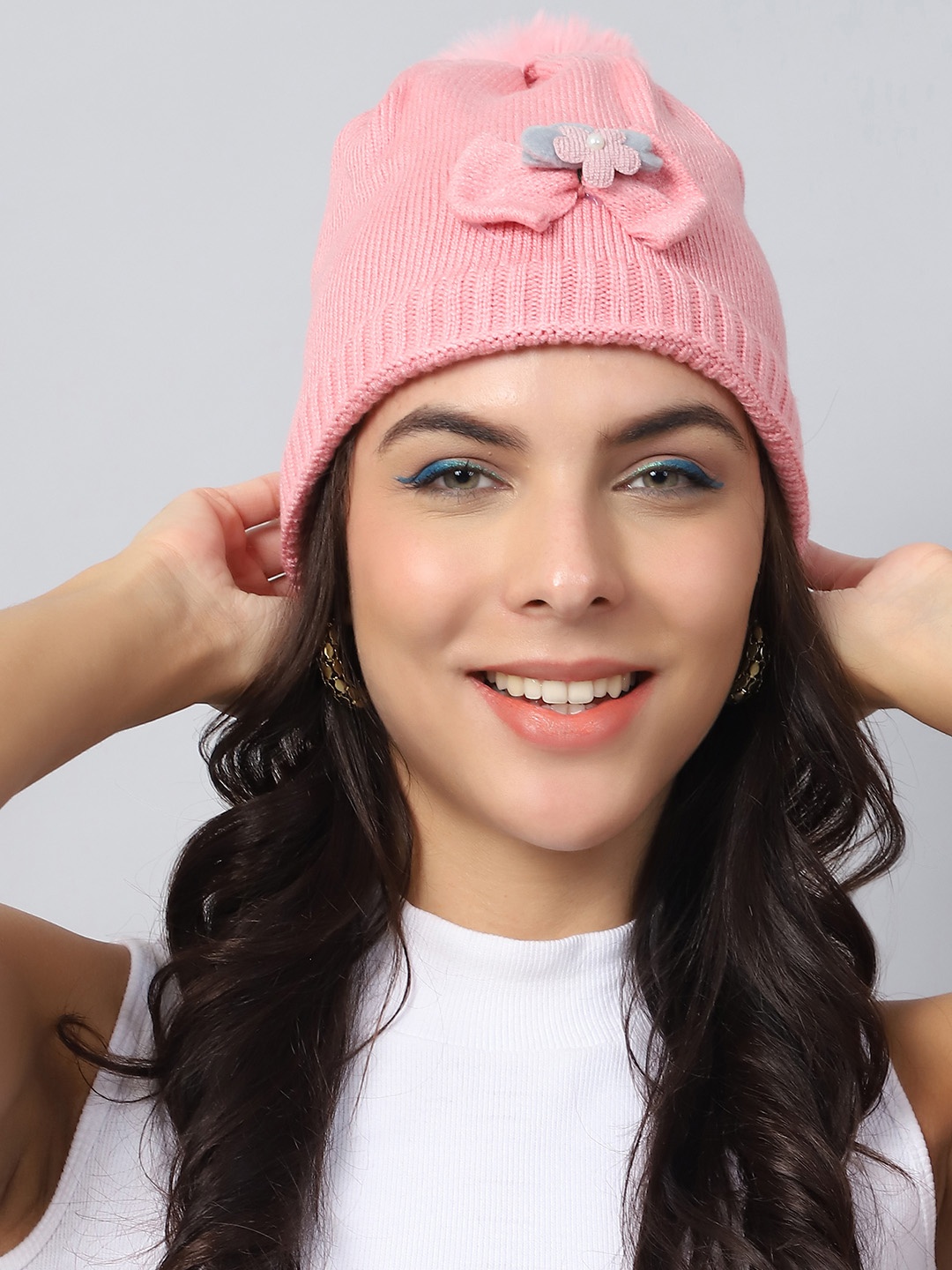 

ELLIS Women Self Design Beanie, Pink