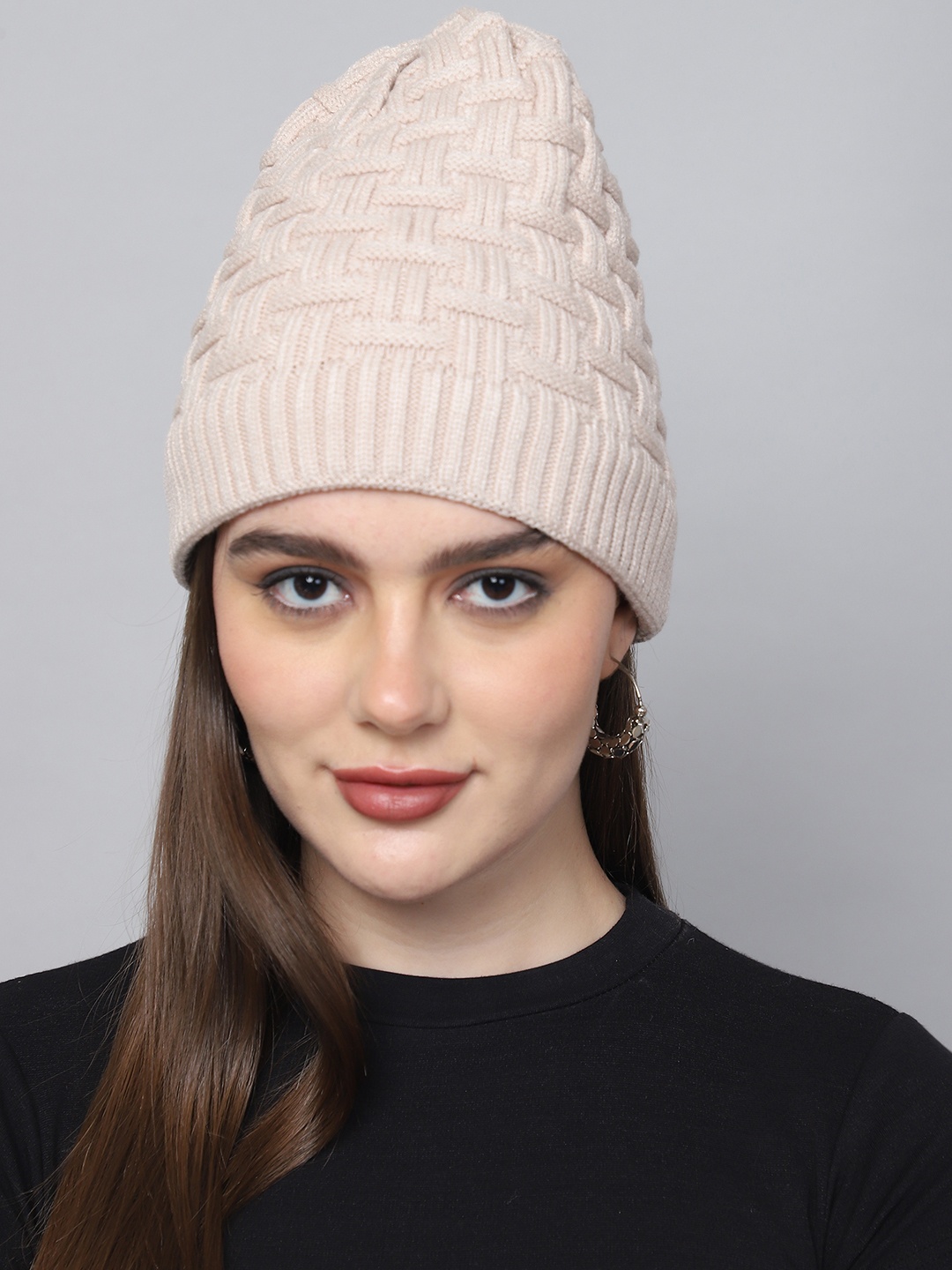 

ELLIS Unisex Self Design Beanie, Cream