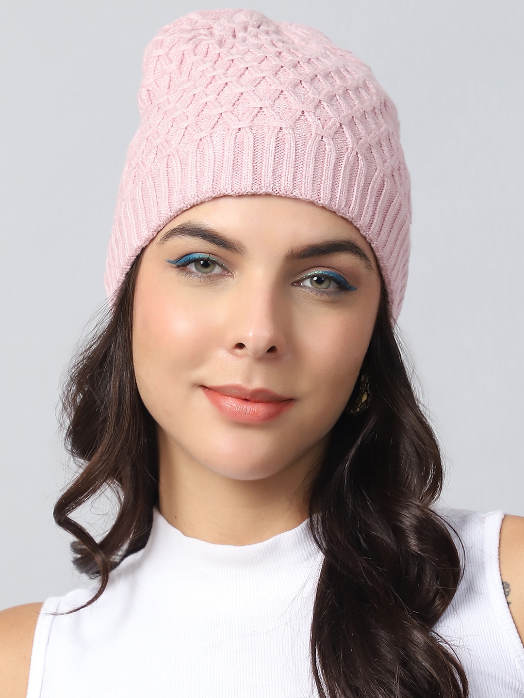 

ELLIS Unisex Self Design Beanie, Pink