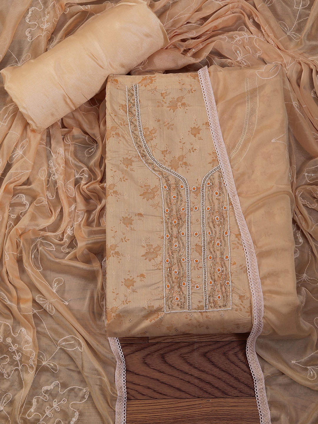 

Jaipur Kurti Silk Blend Embellished Dress Material with Dupatta, Yellow