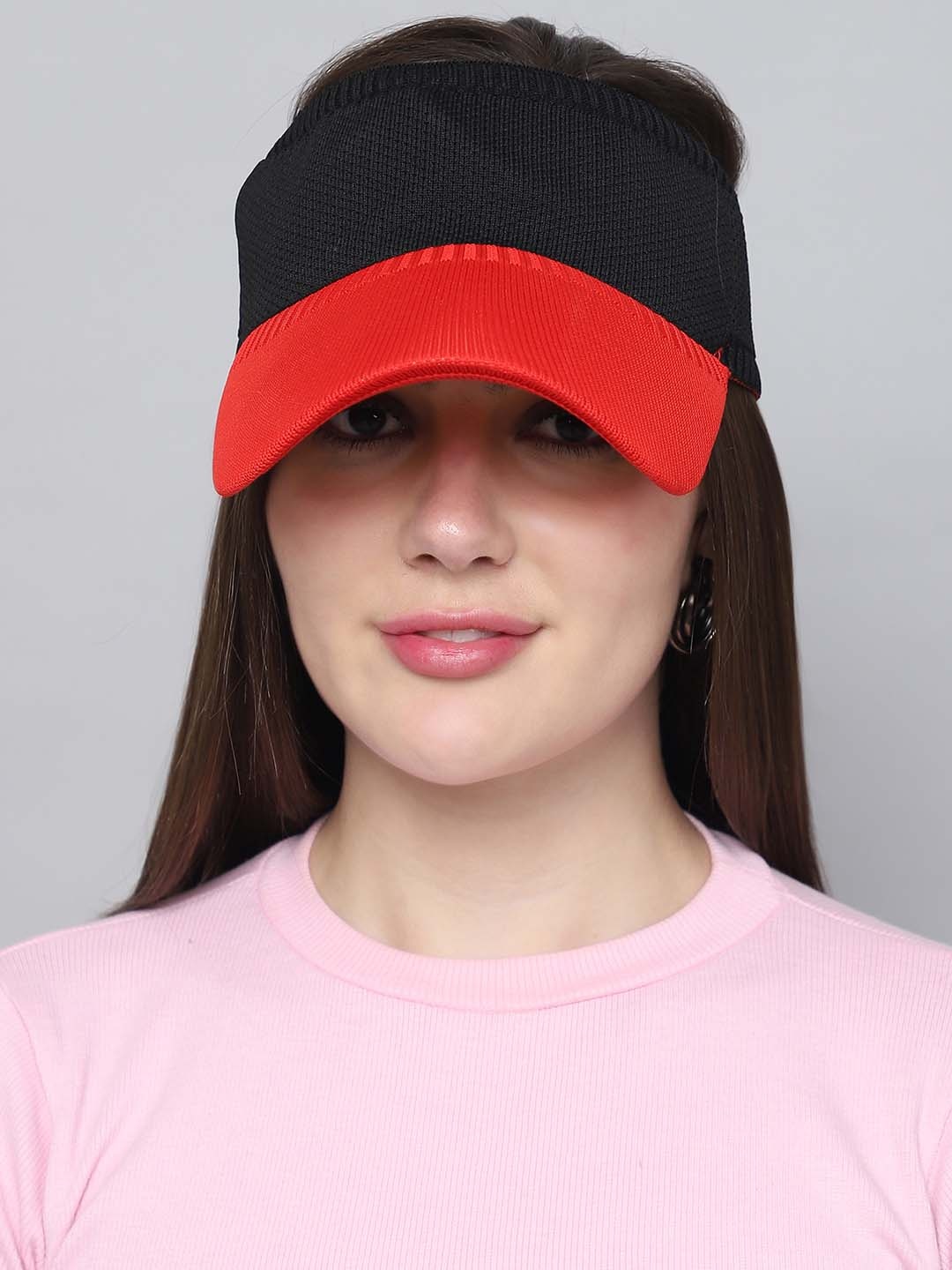 

ELLIS Women Colourblocked Visor Cap, Red