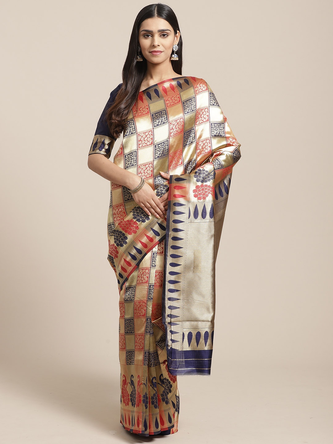 

KALINI Woven Design Zari Saree, Red