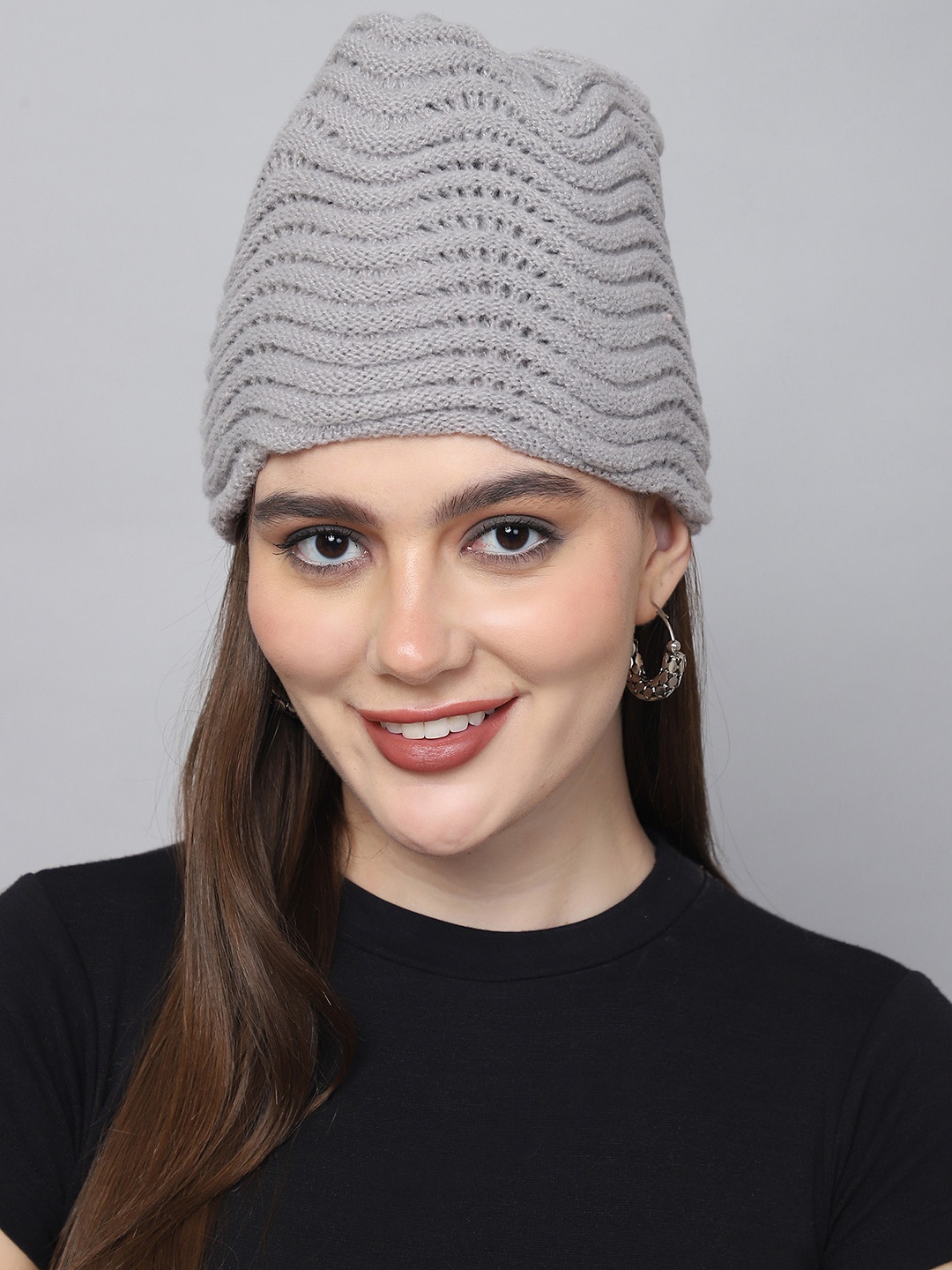 

ELLIS Women Self Design Beanie, Grey