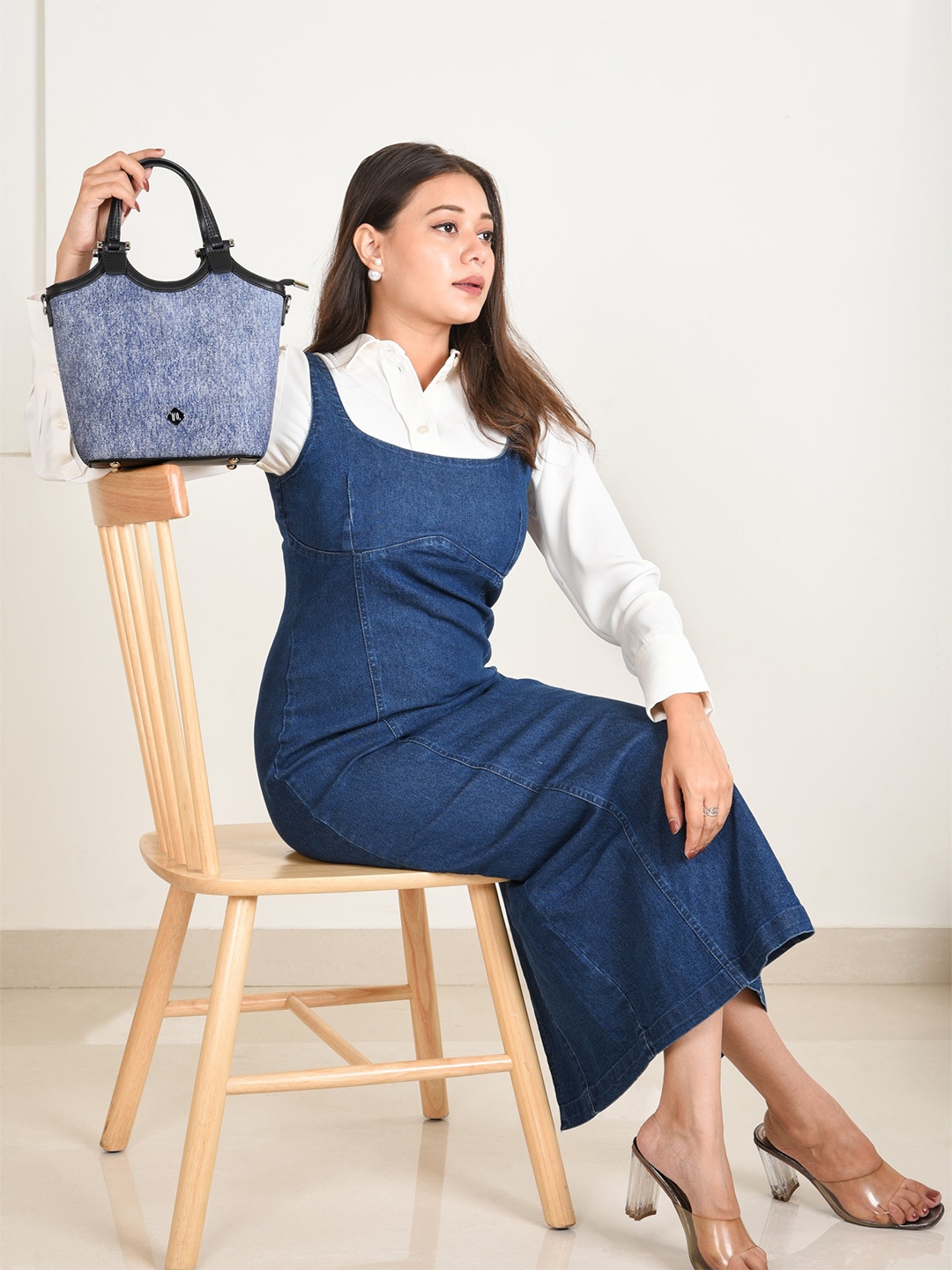 

Nestasia Denim Bucket Handheld Bag, Blue