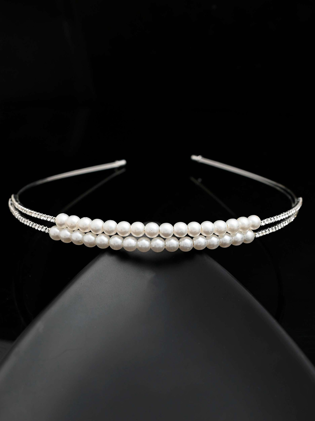 

VOJ Women Beaded Hairband, Silver