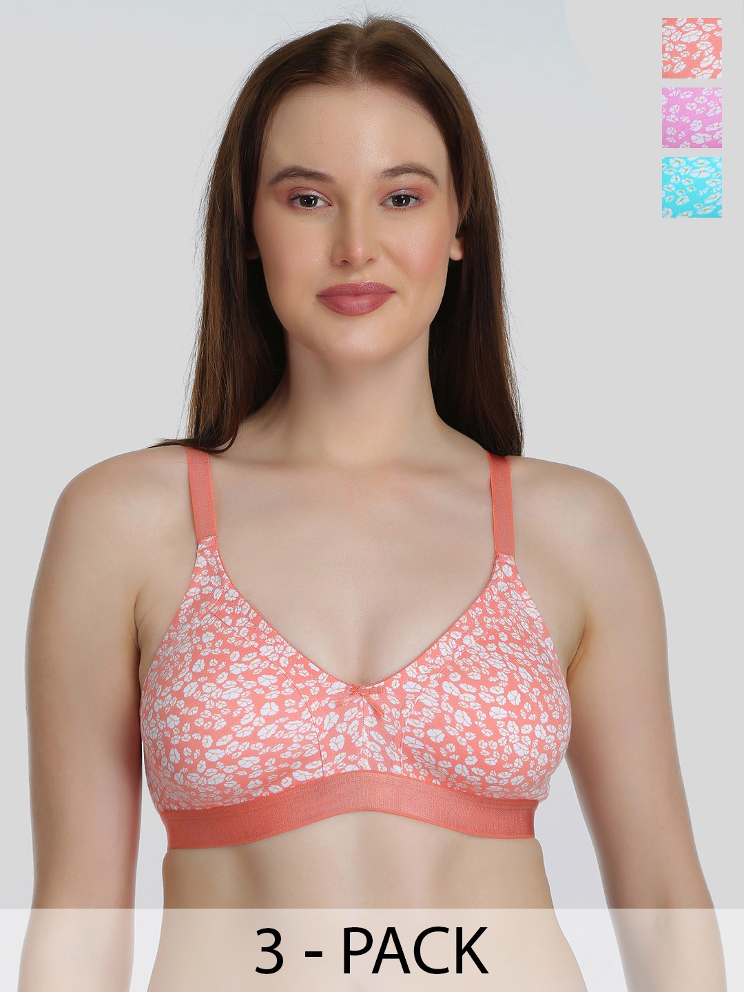 

DressBerry Women Floral Bra Medium Coverage, Orange