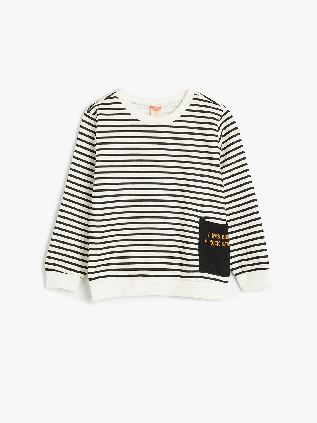 

Koton Boys Striped Round Neck Cotton Pullover Sweatshirt, White